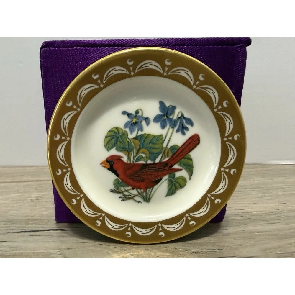 State Birds Flowers Franklin MINI Plate Illinois Cardinal Violet 3